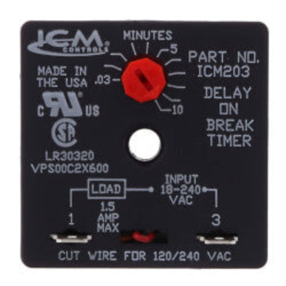 ICM203 Delay on Break Timer (.03-10 Minute Knob Adjust. Delay)