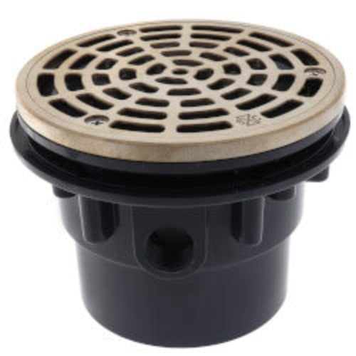 3" x 4" PVC FinishLine Adjustable Complete Assembly Floor Drain, Nickel Bronze Strainer w/ 5.5 Top (Hub)