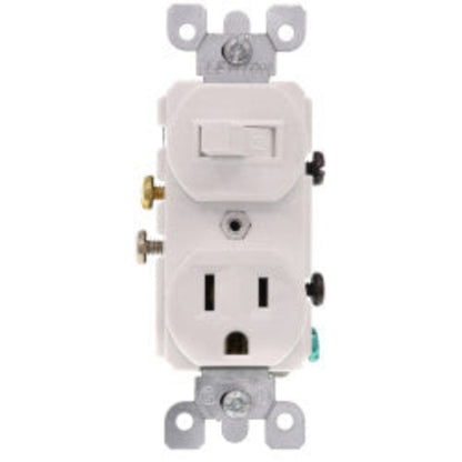 Single Pole Duplex AC Combination Switch, Grounding, 15A - White (120V)
