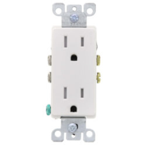 Decora Tamper Resistant Duplex Receptacle w/ Quickwire & Grounding, NEMA 5-15R - White (15A, 125V)