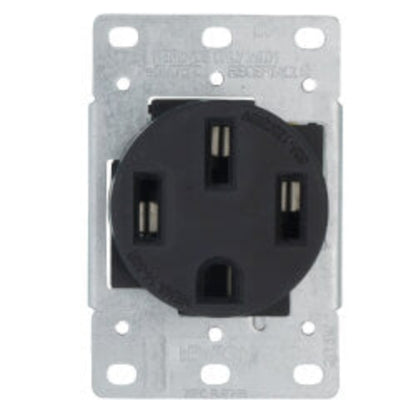 Industrial Grade Flush Mounting Straight Blade Power Receptacle, 3P, 50A, NEMA 14-50R - Black (125/250V)