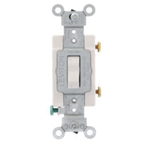Single-Pole Toggle Light Switch, Commercial Grade, 20A - White (120/277V)