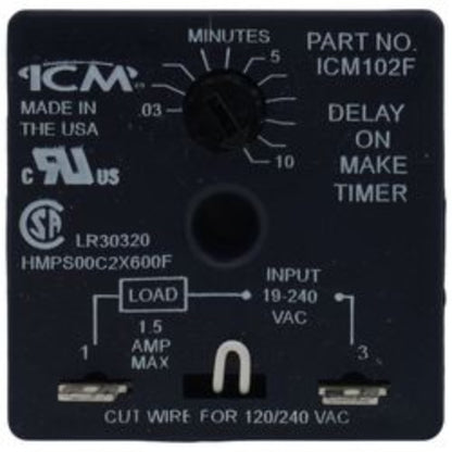 ICM102F Delay on Make Timer, 6" Wire Leads (.03-10 Minute Adjustable Delay)
