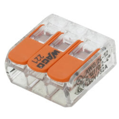 3-Conductor Compact Splicing Lever Nut Connector, 24-12 AWG (Box of 50)