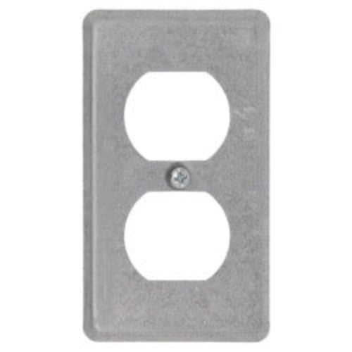 4" x 2-1/8" x 1/4" Raised One-Gang Utility Box Cover w/ Duplex Flush Receptacle