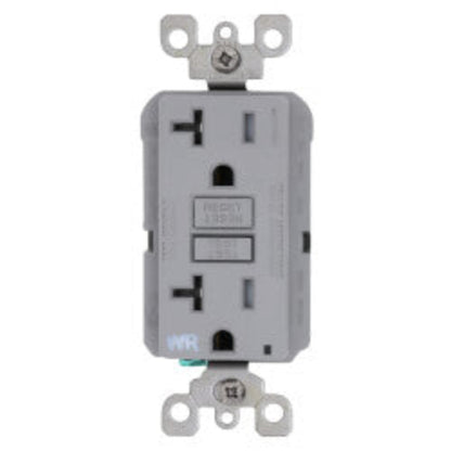 SmartlockPro Slim Tamper/Weather Resistant Self-Test GFCI Receptacle, 2P, 20A, NEMA 5-20R - Gray (125V)