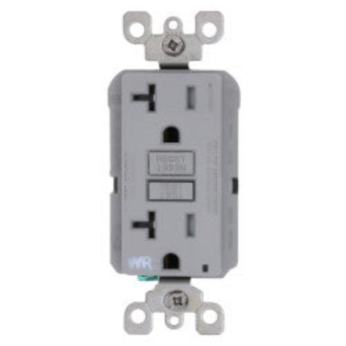 SmartlockPro Slim Tamper/Weather Resistant Self-Test GFCI Receptacle, 2P, 20A, NEMA 5-20R - Gray (125V)