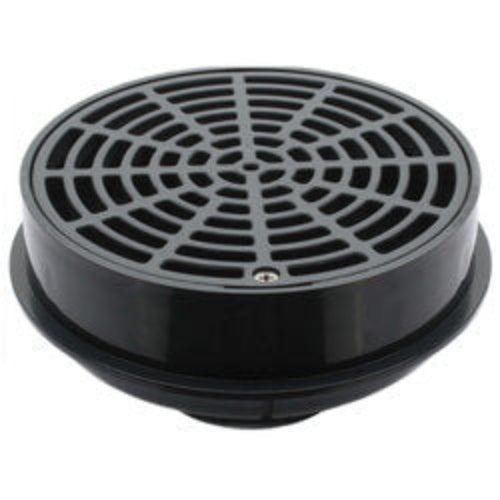 2" × 3" PVC QuadDrain Floor Drain w/ Round Polypro Strainer (Hub)