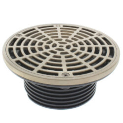 4" Schedule 40 Hub Connection FinishLine Adjustable Floor Drain w/ Nickel Bronze Strainer, 6.5" Top