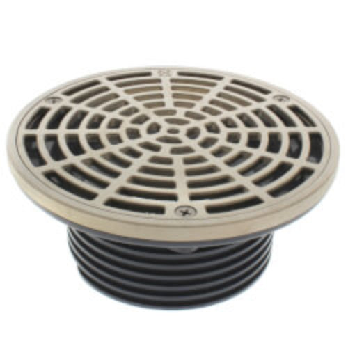 4" Schedule 40 Hub Connection FinishLine Adjustable Floor Drain w/ Nickel Bronze Strainer, 6.5" Top