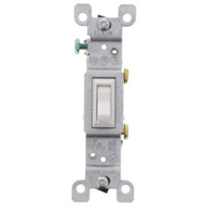 Single-Pole Grounding Toggle Light Switch - White (120V)