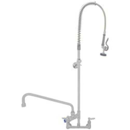 8" EasyInstall Pre-Rinse Spring-Action Wall Mount Mixing Faucet w/ Add-On Faucet