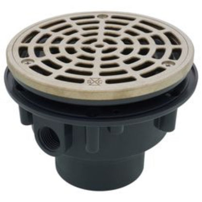 2" x 3" PVC On-Grade Schedule 40 Adjustable Floor Drain w/ Nickel Bronze Strainer (Hub)