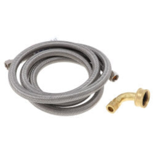 72" Braided Stainless Steel Dishwasher Connector w/ Garden Hose Elbow (3/8" x 3/8" Compression Thread)