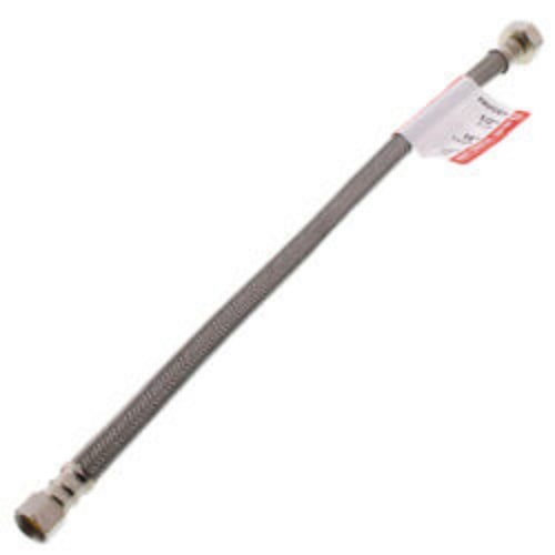 B1F16 16" Braided Stainless Steel Hose Faucet Connector (3/8" Compression x 1/2" FIP)