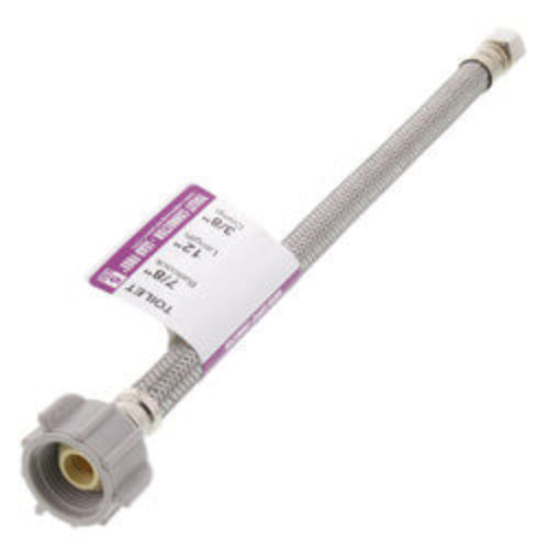 12" Braided Stainless Steel Hose Toilet Connector (3/8" Compression x 7/8" Ballcock)