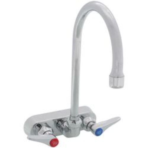 4" Wall Mount Workboard Faucet w/ 5-3/4" Swivel Gooseneck & Lever Handles (Chrome Plated)
