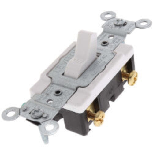 Single-Pole Toggle Light Switch, Commercial Grade, 20A - White (120/277V)