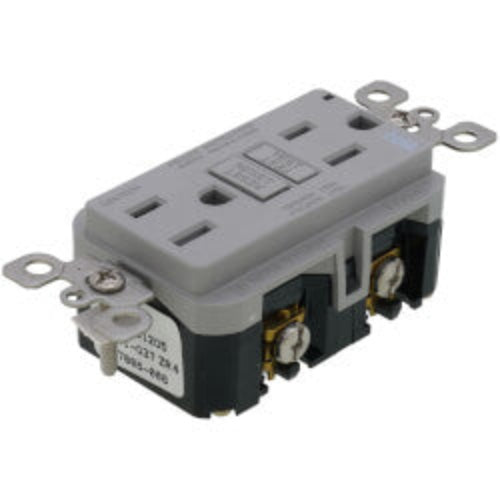SmartlockPro Slim Tamper/Weather Resistant Self-Test GFCI Receptacle, 2P, 15A, NEMA 5-15R - Gray (125V)