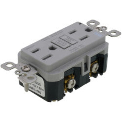 SmartlockPro Slim Tamper/Weather Resistant Self-Test GFCI Receptacle, 2P, 15A, NEMA 5-15R - Gray (125V)