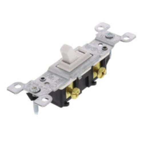 Single-Pole Grounding Toggle Light Switch - White (120V)