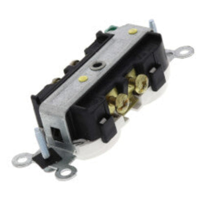 Commercial Grade Duplex Receptacle w/ Self Grounding Clip, 20A, NEMA 5-20R - White (125V)