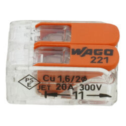 2-Conductor Compact Splicing Lever Nut Connector, 24-12 AWG (Box of 100)