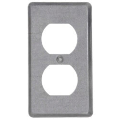 4" x 2-1/8" x 1/4" Raised One-Gang Utility Box Cover w/ Duplex Flush Receptacle