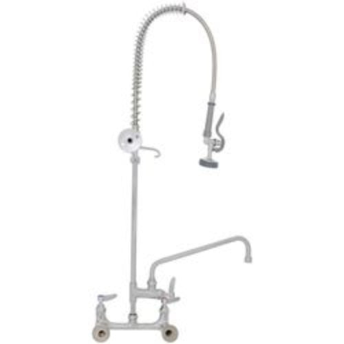 8" EasyInstall Pre-Rinse Spring-Action Wall Mount Mixing Faucet w/ Add-On Faucet