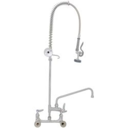 8" EasyInstall Pre-Rinse Spring-Action Wall Mount Mixing Faucet w/ Add-On Faucet