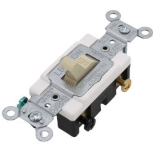 Double Pole Side Wired Switch, 20 Amp, Commercial - Ivory (120/277V)