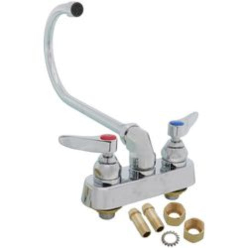 4" Wall Mount Workboard Faucet w/ 5-3/4" Swivel Gooseneck & Lever Handles (Chrome Plated)