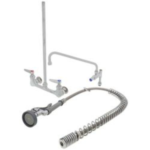 8" EasyInstall Pre-Rinse Spring-Action Wall Mount Mixing Faucet w/ Add-On Faucet
