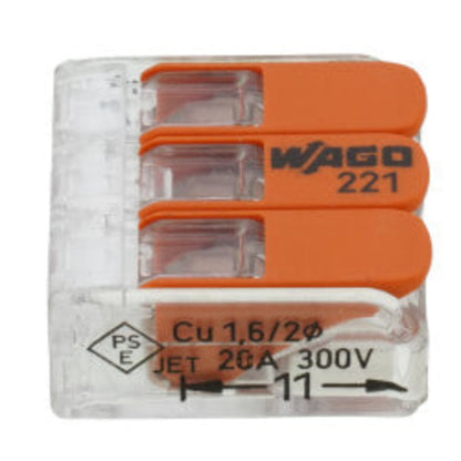 3-Conductor Compact Splicing Lever Nut Connector, 24-12 AWG (Box of 50)