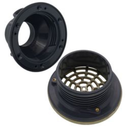 2" x 3" PVC On-Grade Schedule 40 Adjustable Floor Drain w/ Nickel Bronze Strainer (Hub)