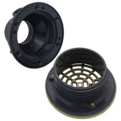 2" x 3" PVC On-Grade Schedule 40 Adjustable Floor Drain w/ Nickel Bronze Strainer (Hub)