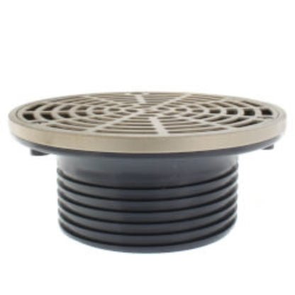 4" Schedule 40 Hub Connection FinishLine Adjustable Floor Drain w/ Nickel Bronze Strainer, 6.5" Top