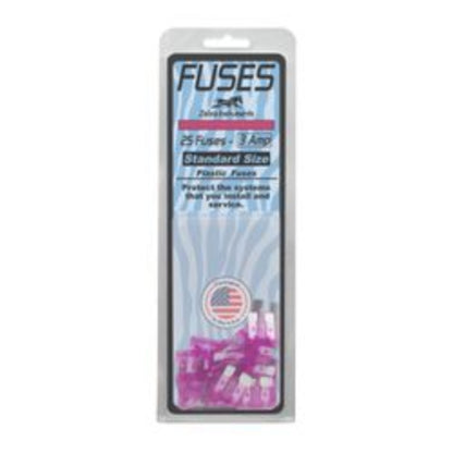 Fuses - Standard Size Plastic, 3 Amp (Pack of 25)