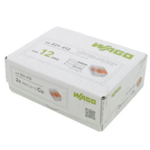 2-Conductor Compact Splicing Lever Nut Connector, 24-12 AWG (Box of 100)