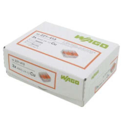 3-Conductor Compact Splicing Lever Nut Connector, 24-12 AWG (Box of 50)