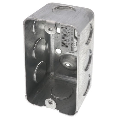 4" x 2-1/8" x 1-7/8" Single-Gang Utility Box w/ 1/2" Knockouts